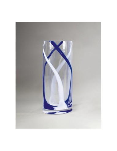 'VASO DORICO INTRECCIO BLU VETRO