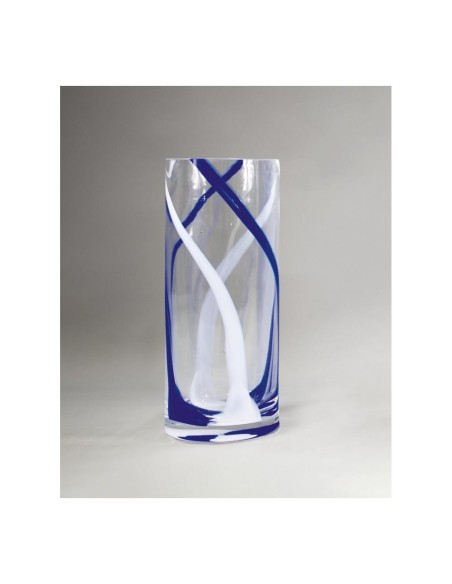 'VASO DORICO INTRECCIO BLU VETRO