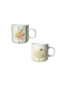 Tazze caffè zucca e vite set 2 pezzi stoneware